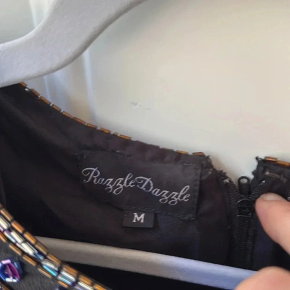 GORGEOUS RAZZLE DAZZLE 100% silk beaded top Sz M black purple sequins luxurious - Picture 5 of 10